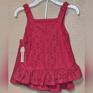 Kate Mack Girls 2 Piece Pink Lace Top With Matching Shorts Size 10